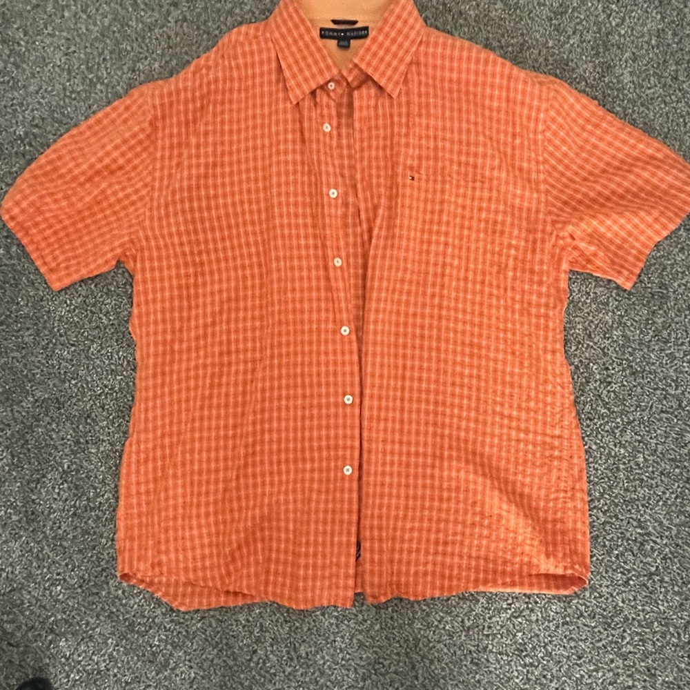 Tommy Hilfiger Men's Orange Short Sleeve Shirt